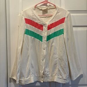 Vintage 80s Pykettes White Striped Lightweight Jacket - Size Medium